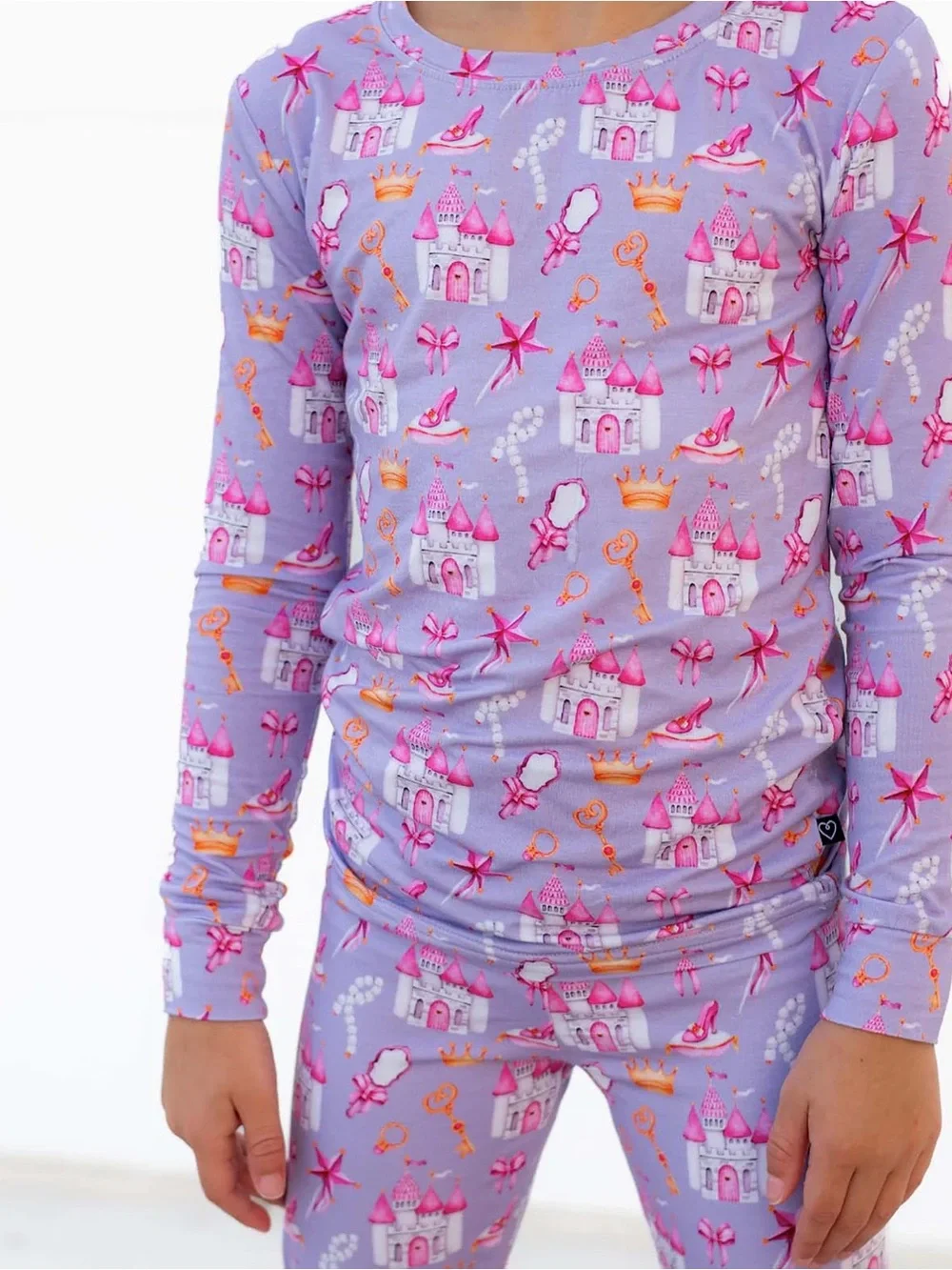LEV Baby Girls' Lavender Castle Print Pajama Set - Long Sleeve & Pants, size 5/6